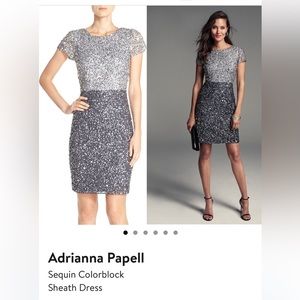Adrianna Papell Sequin Colorblock Sheath Dress, Gray & Silver, Size 6